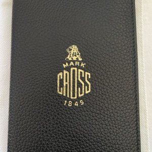 Marc Cross Black Classic Tumbled Leather Logo Passport Holder Wallet